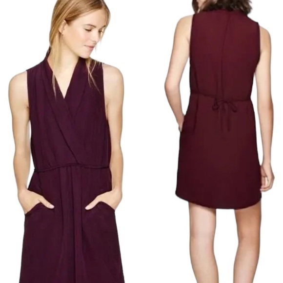 Aritzia Wilfred Sabine Dress- Faux Wrap Mini Dress with Pockets - Picture 3 of 10
